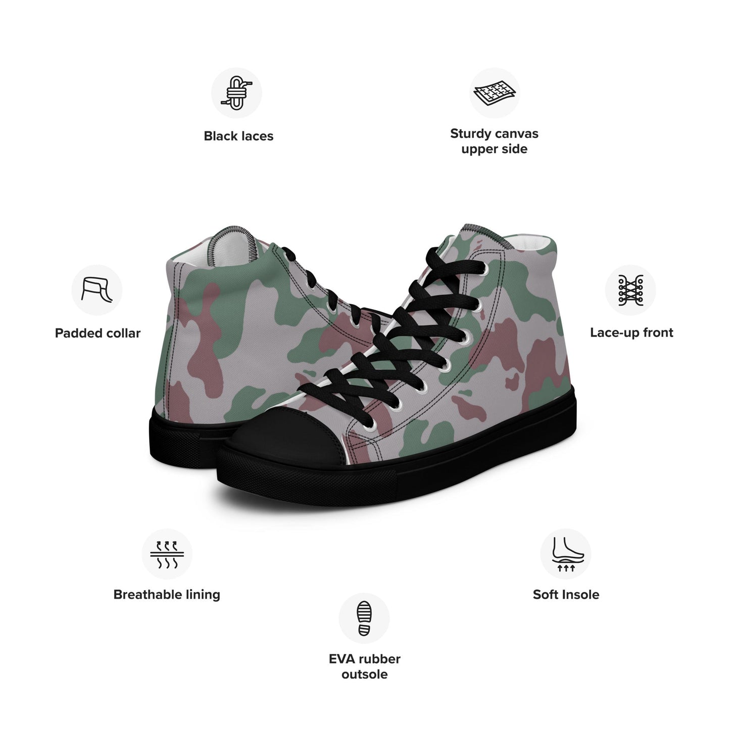 Lithuanian Amoeba CAMO Mens high top canvas shoes - High Top Canvas Shoes