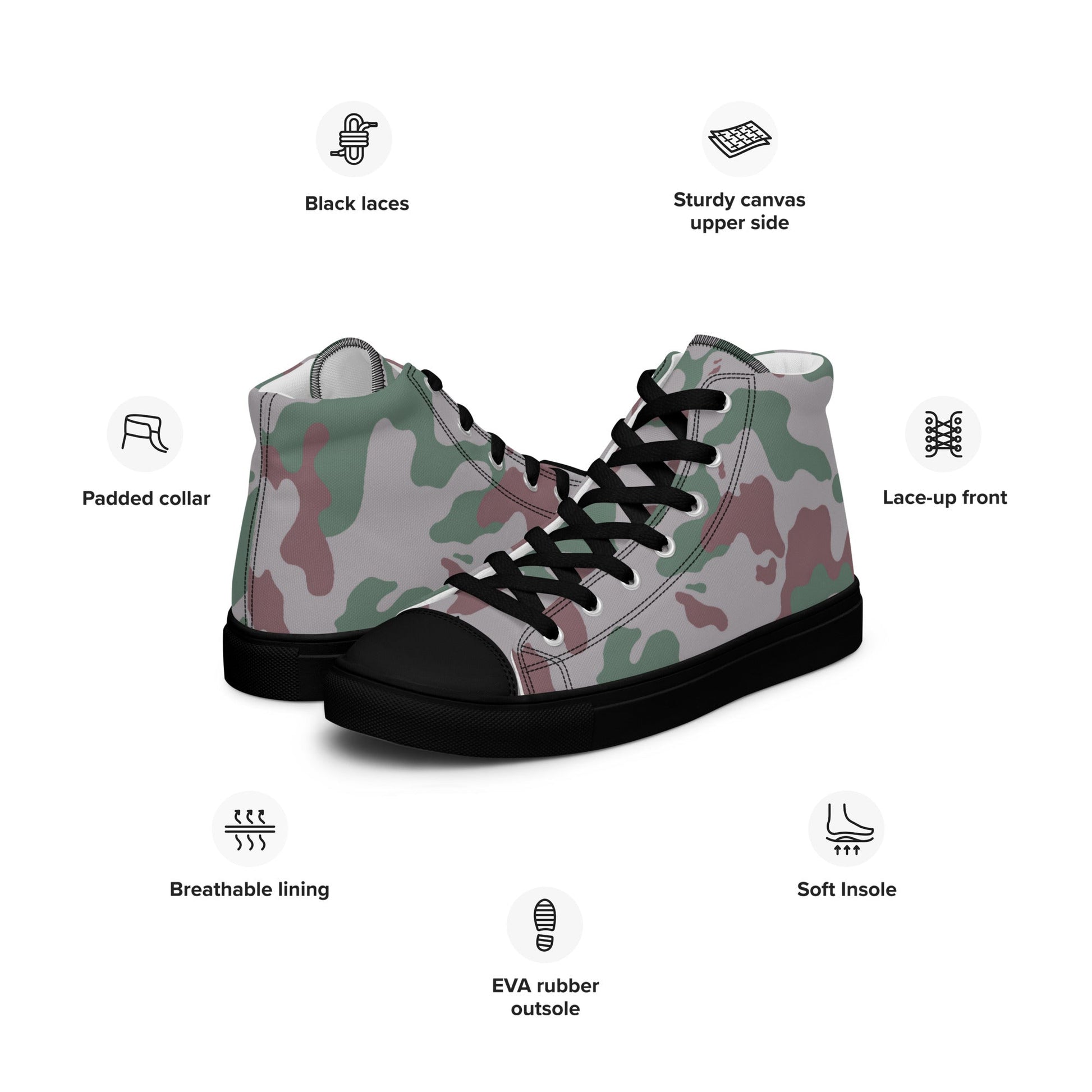 Lithuanian Amoeba CAMO Mens high top canvas shoes - High Top Canvas Shoes