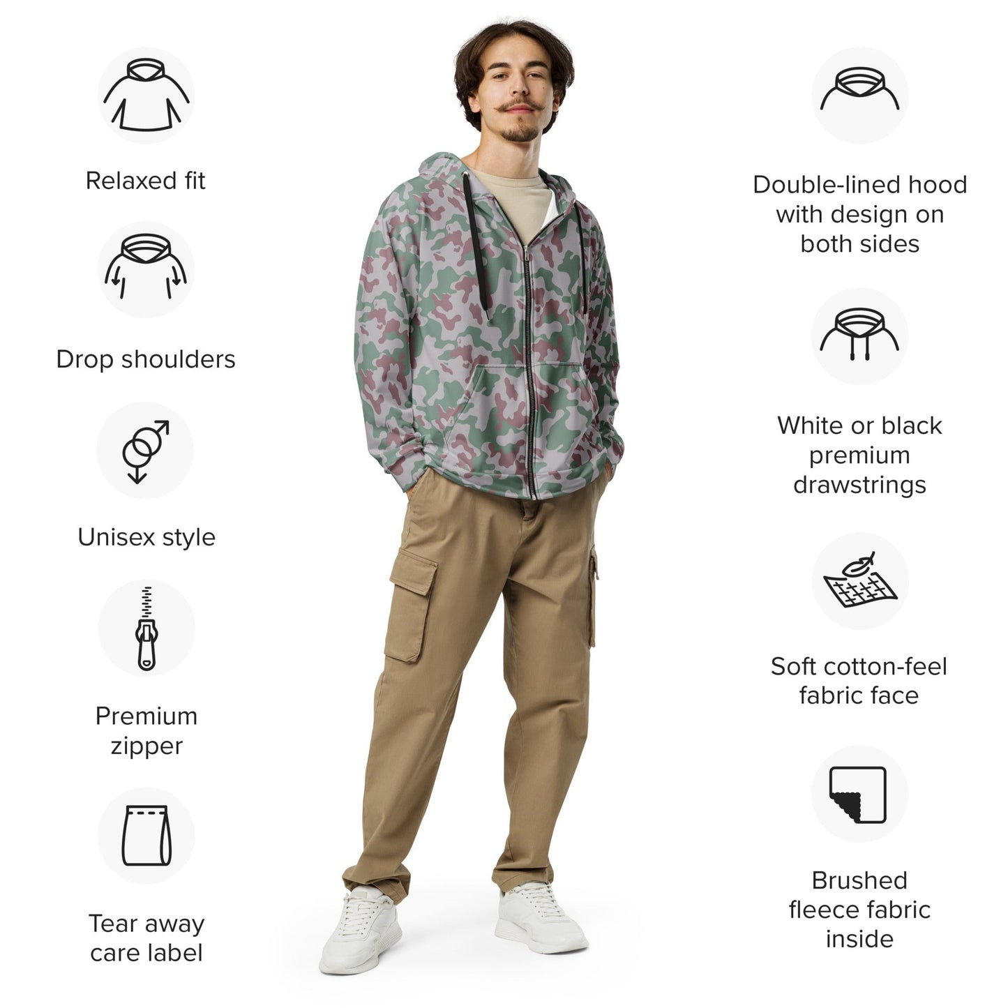 Lithuanian Amoeba CAMO Unisex zip hoodie - Zip Hoodies