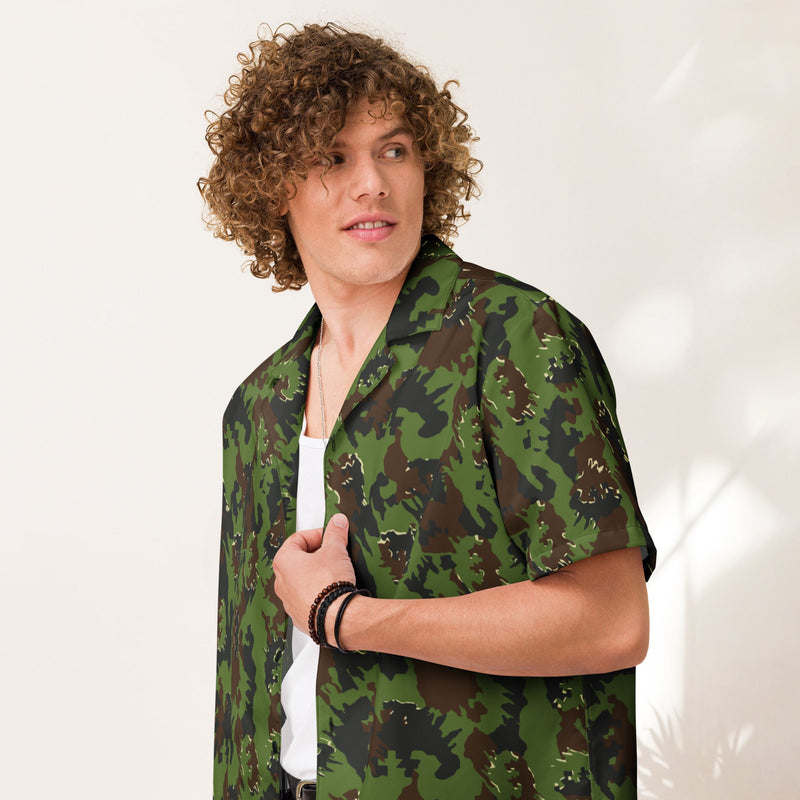 M05 Miško Woodland CAMO Unisex Short-Sleeve Button Shirt - Button-Up