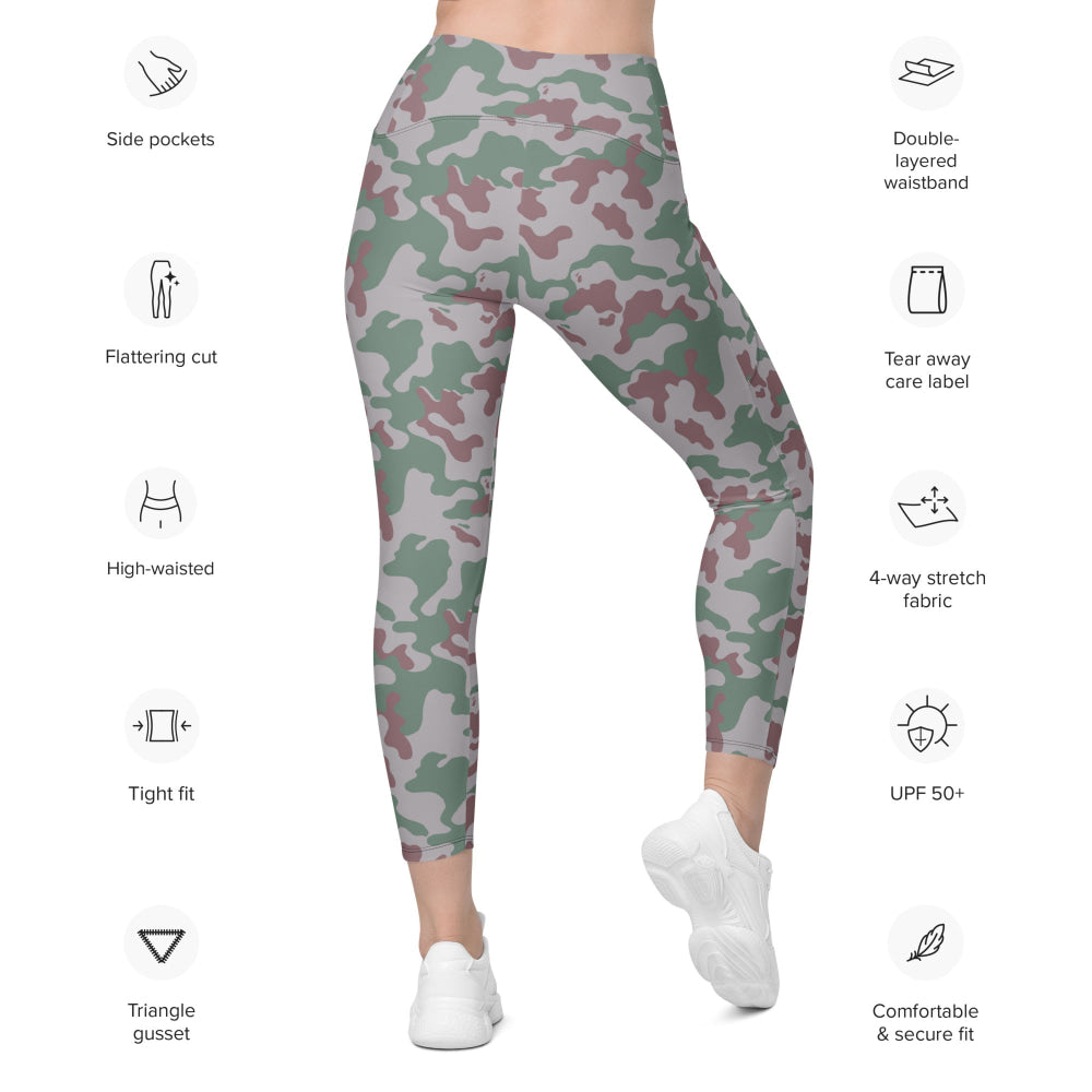 Lithuanian Three Color Amoeba CAMO Leggings with pockets - Womens With Pockets