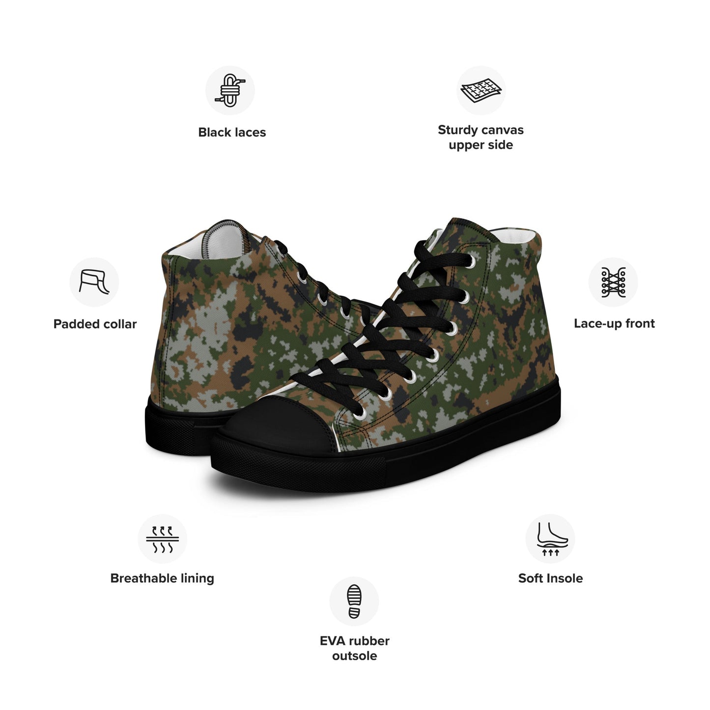 Luxembourg Waldtarndruck CAMO Mens high top canvas shoes - High Top Canvas Shoes