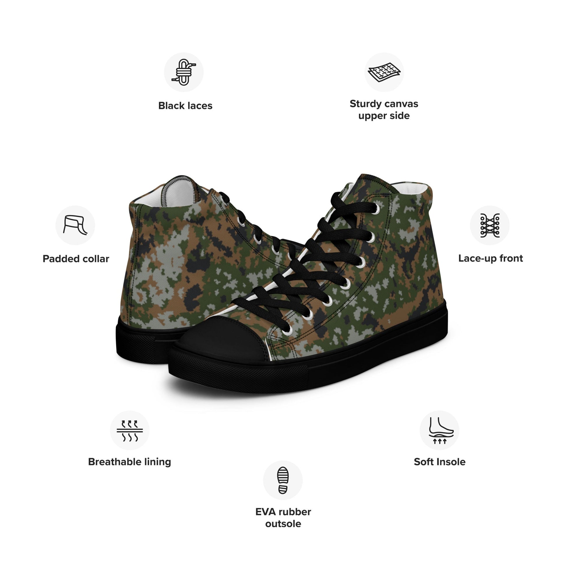 Luxembourg Waldtarndruck CAMO Mens high top canvas shoes - High Top Canvas Shoes