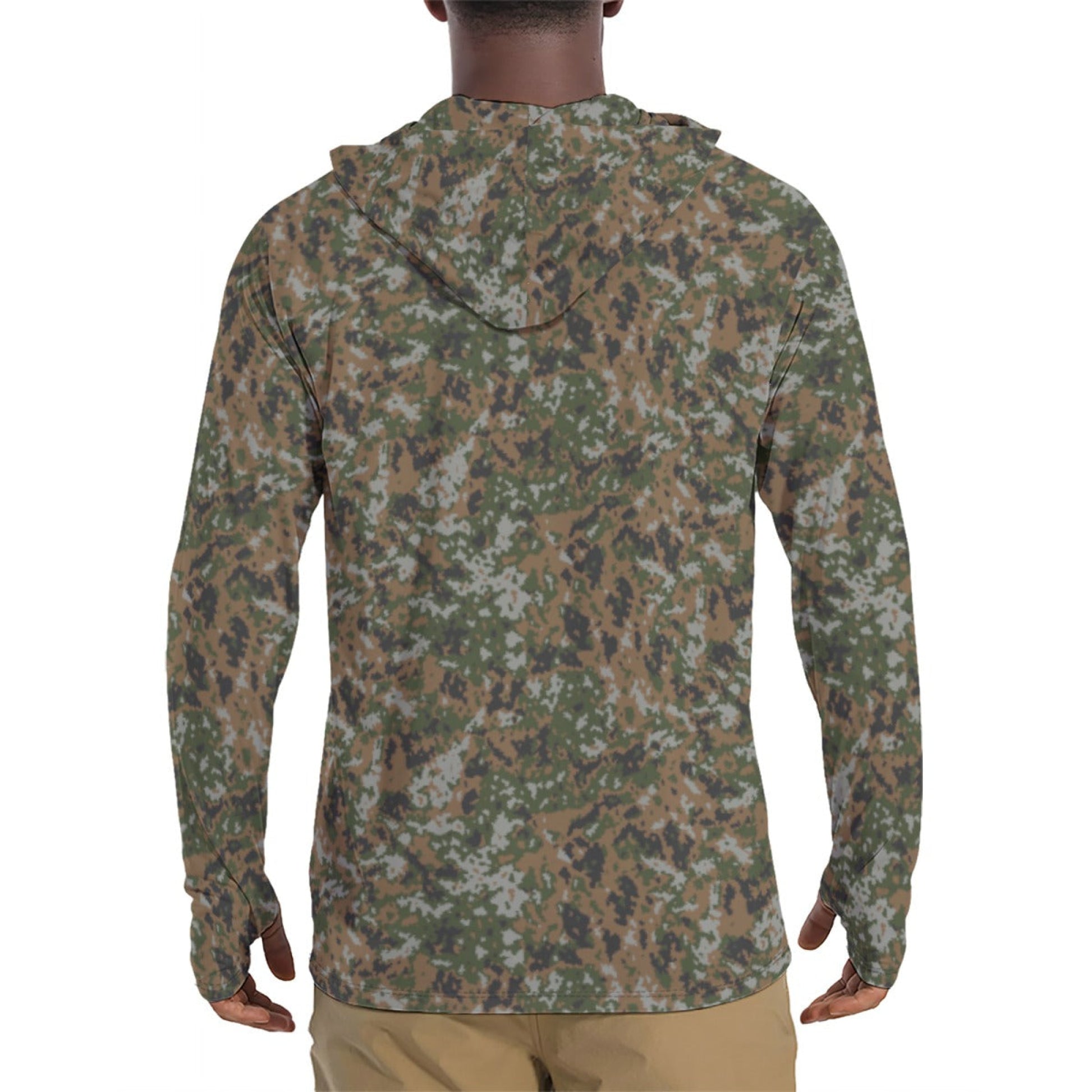 Luxembourg Waldtarndruck CAMO Mens Sunscreen Sports Hoodie With Thumb Holes - S / White