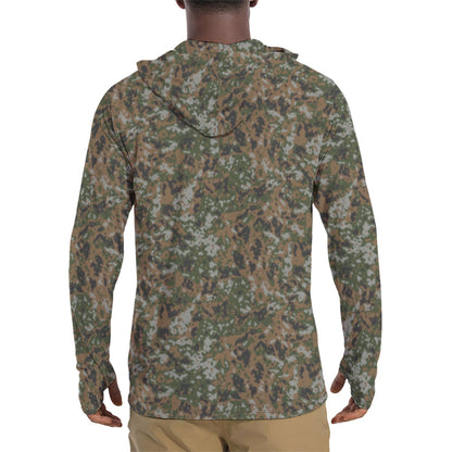 Luxembourg Waldtarndruck CAMO Mens Sunscreen Sports Hoodie With Thumb Holes - S / White