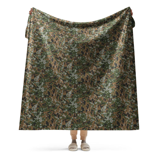 Waldtarndruck Luxembourg Woodland CAMO Sherpa Blanket - 60″×80″
