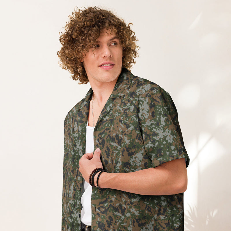 Waldtarndruck Luxembourg Woodland CAMO Unisex Short-Sleeve Button Shirt - Button-Up