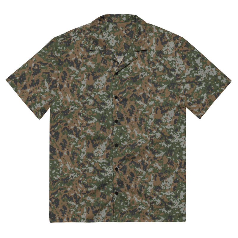 Waldtarndruck Luxembourg Woodland CAMO Unisex Short-Sleeve Button Shirt - 2XS - Button-Up