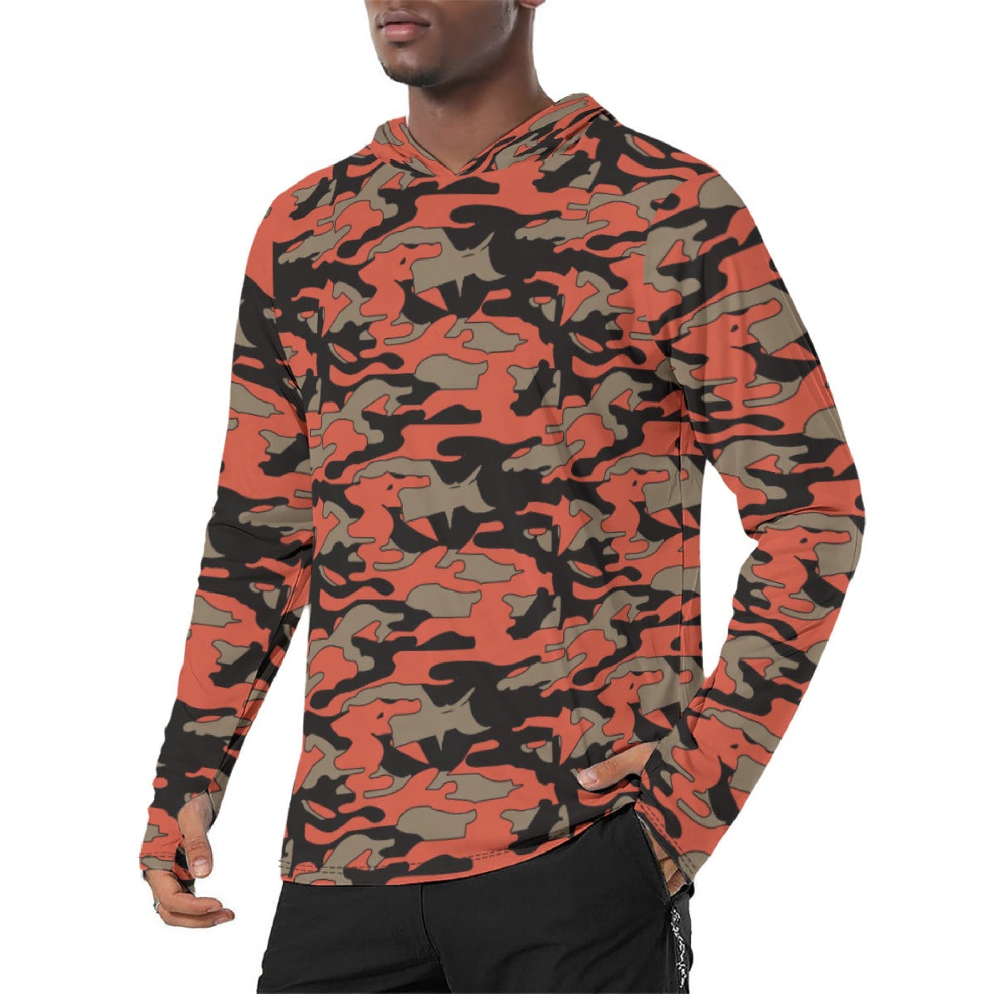 Malaysian BOMBA Firefighter CAMO Mens Sunscreen Sports Hoodie With Thumb Holes