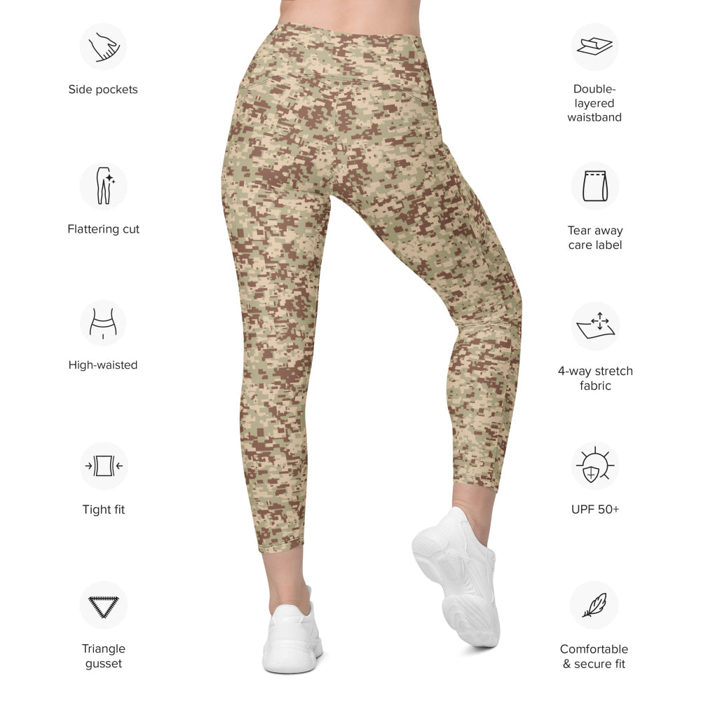 Malaysian Desert Digital CAMO Leggings with pockets - Womens With Pockets