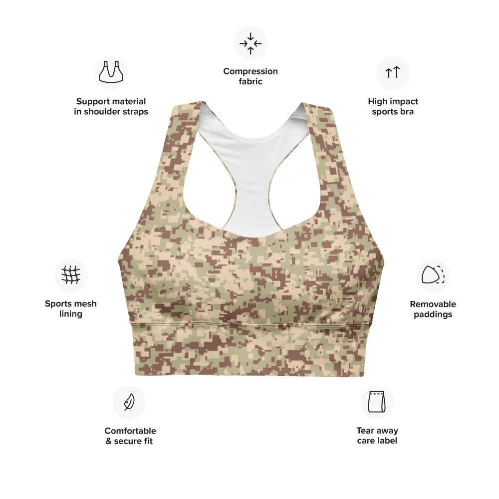 Malaysian Desert Digital CAMO Longline sports bra - Womens Sports Bra