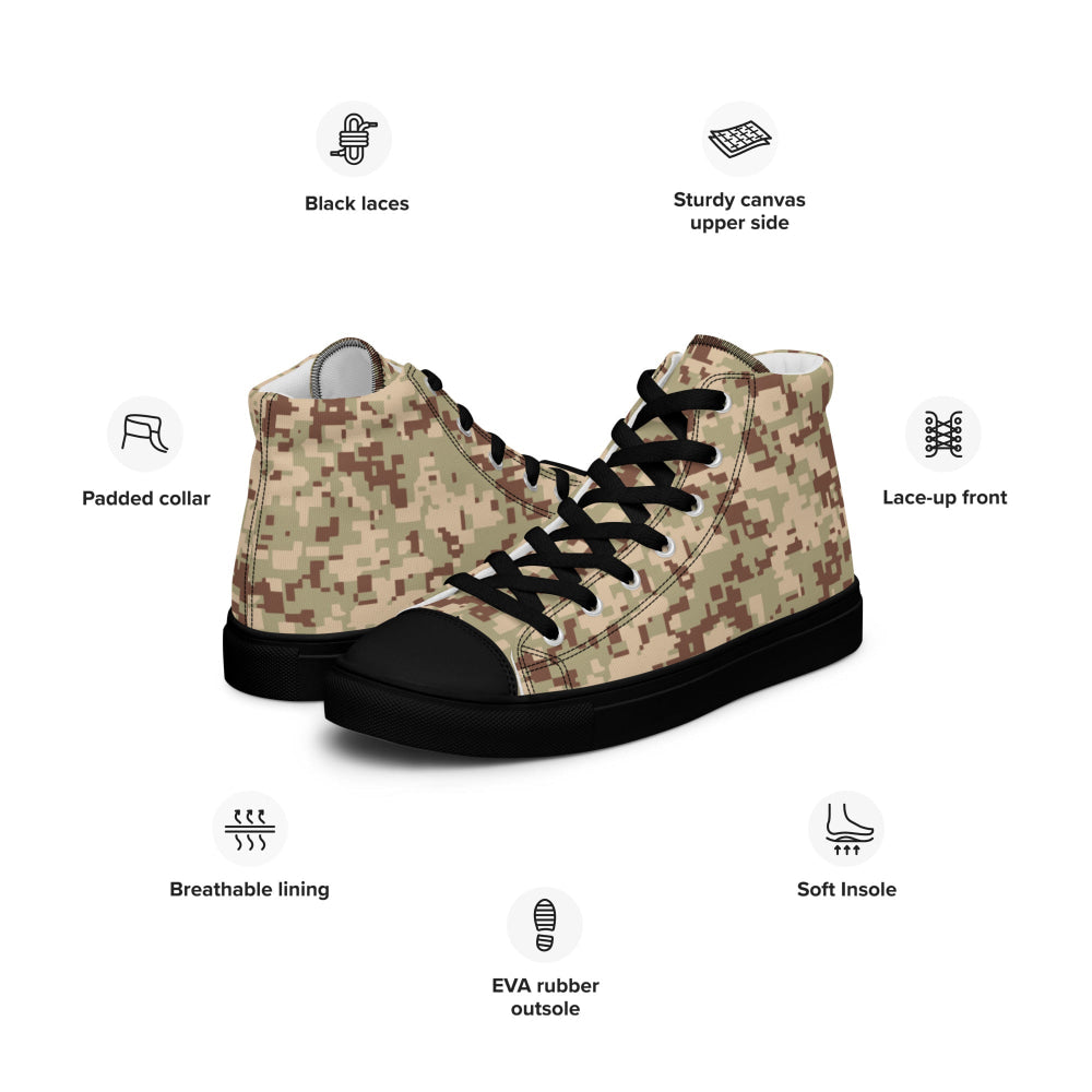 Malaysian Desert Digital CAMO Men’s high top canvas shoes - Mens High Top Canvas Shoes