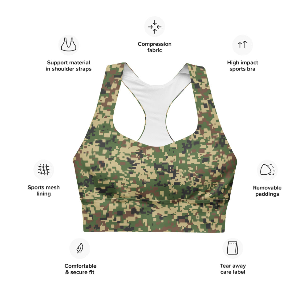 Malaysian Komando Digital CAMO Longline sports bra - Womens Sports Bra