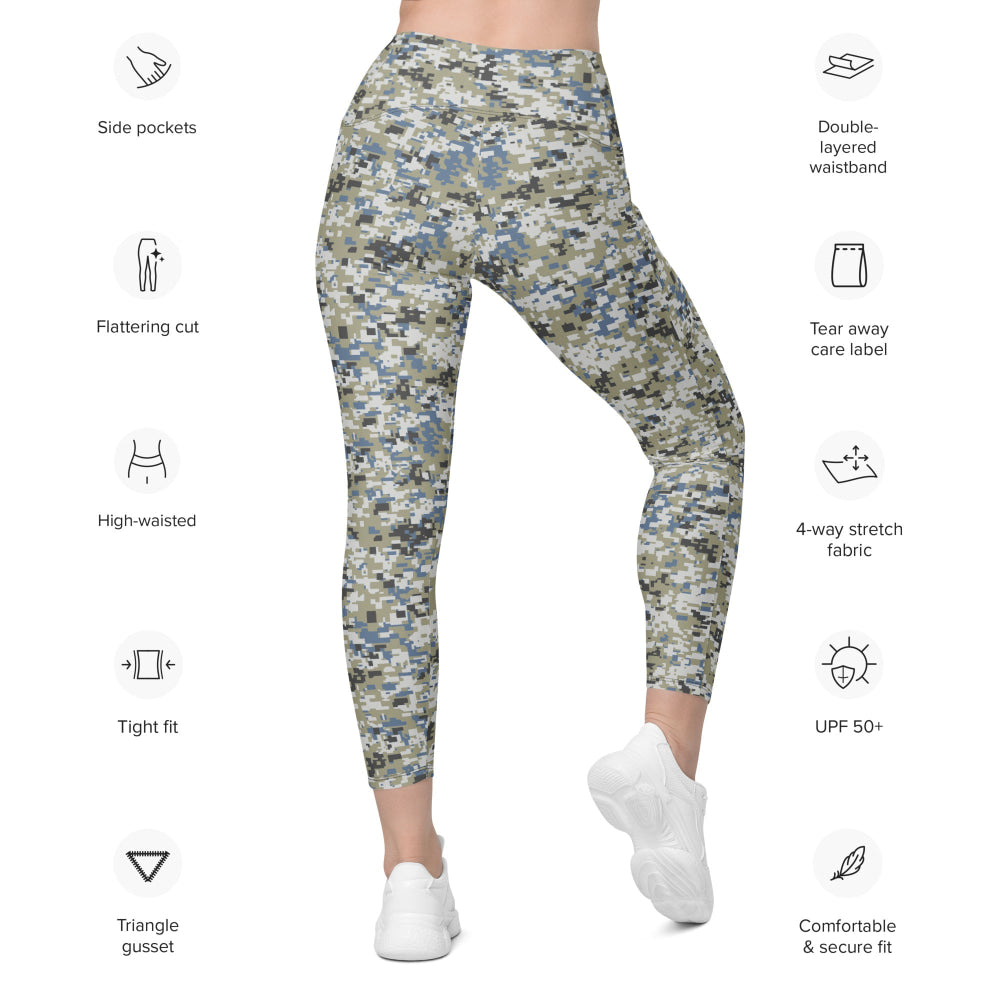 Malaysian Navy TLDM Digital CAMO Leggings with pockets - Womens With Pockets