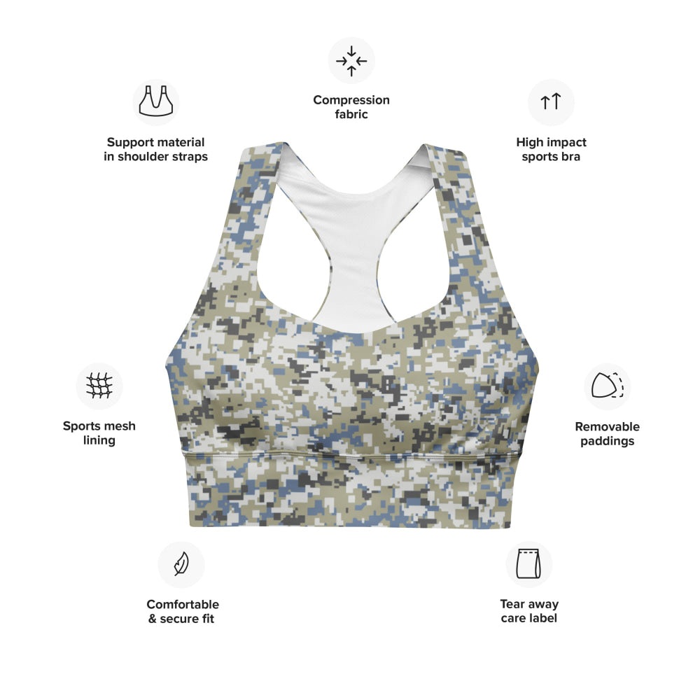 Malaysian Navy TLDM Digital CAMO Longline sports bra - Womens Sports Bra