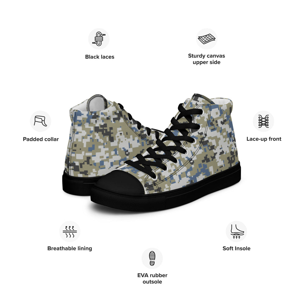 Malaysian Navy TLDM Digital CAMO Men’s high top canvas shoes - Mens High Top Canvas Shoes