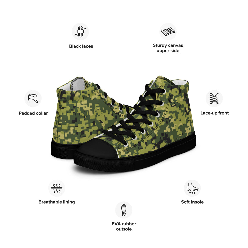 Malaysian RELA Corps Digital CAMO Men’s high top canvas shoes - Mens High Top Canvas Shoes