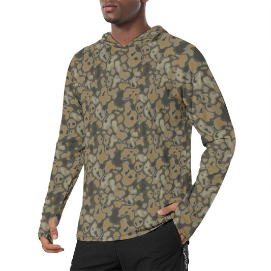 Metal Gear Solid (MGS) Rock CAMO Mens Sunscreen Sports Hoodie With Thumb Holes - S / White