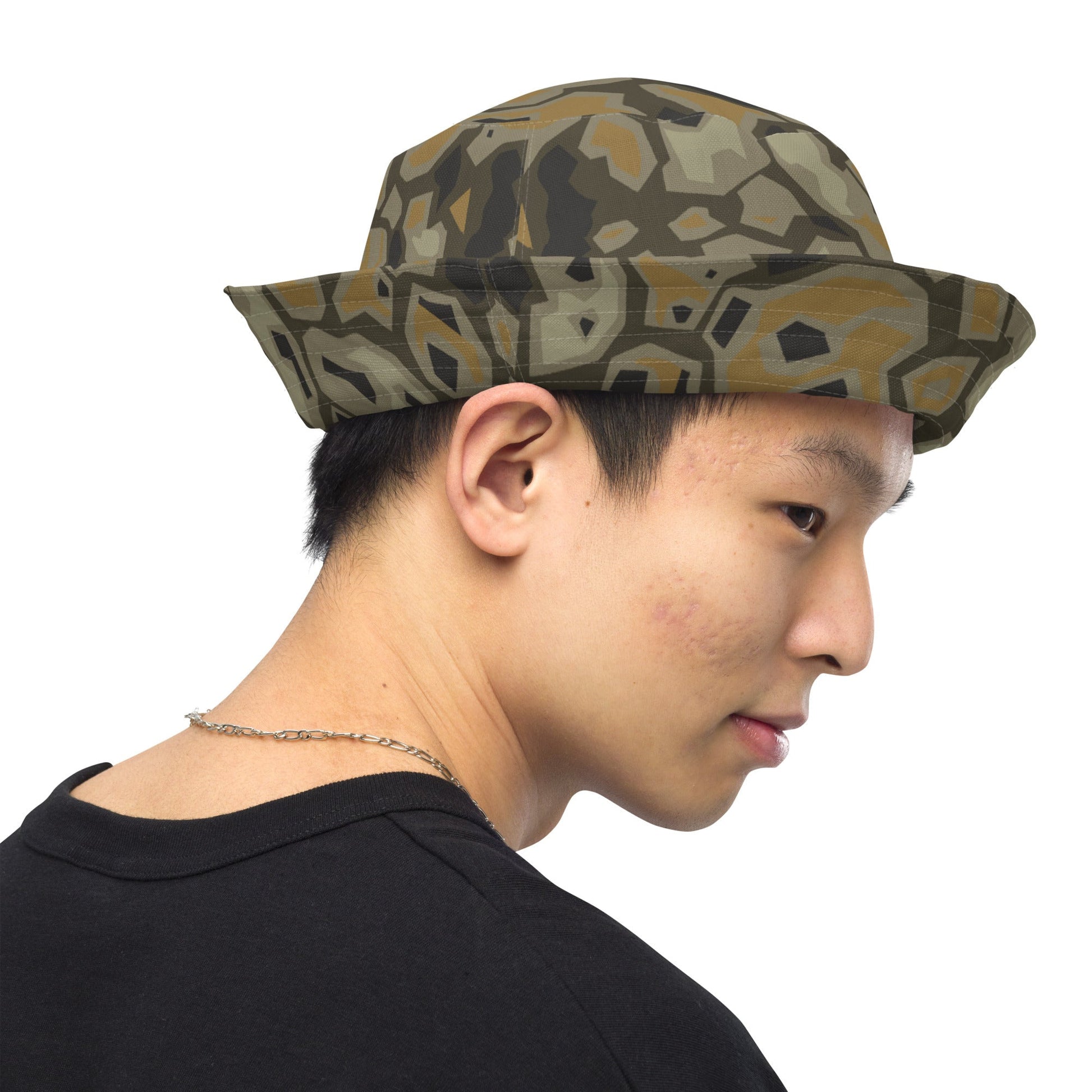 metal gear solid cap CAMO HQ - Metal Gear Solid (MGS) Rock CAMO Reversible Bucket Hat