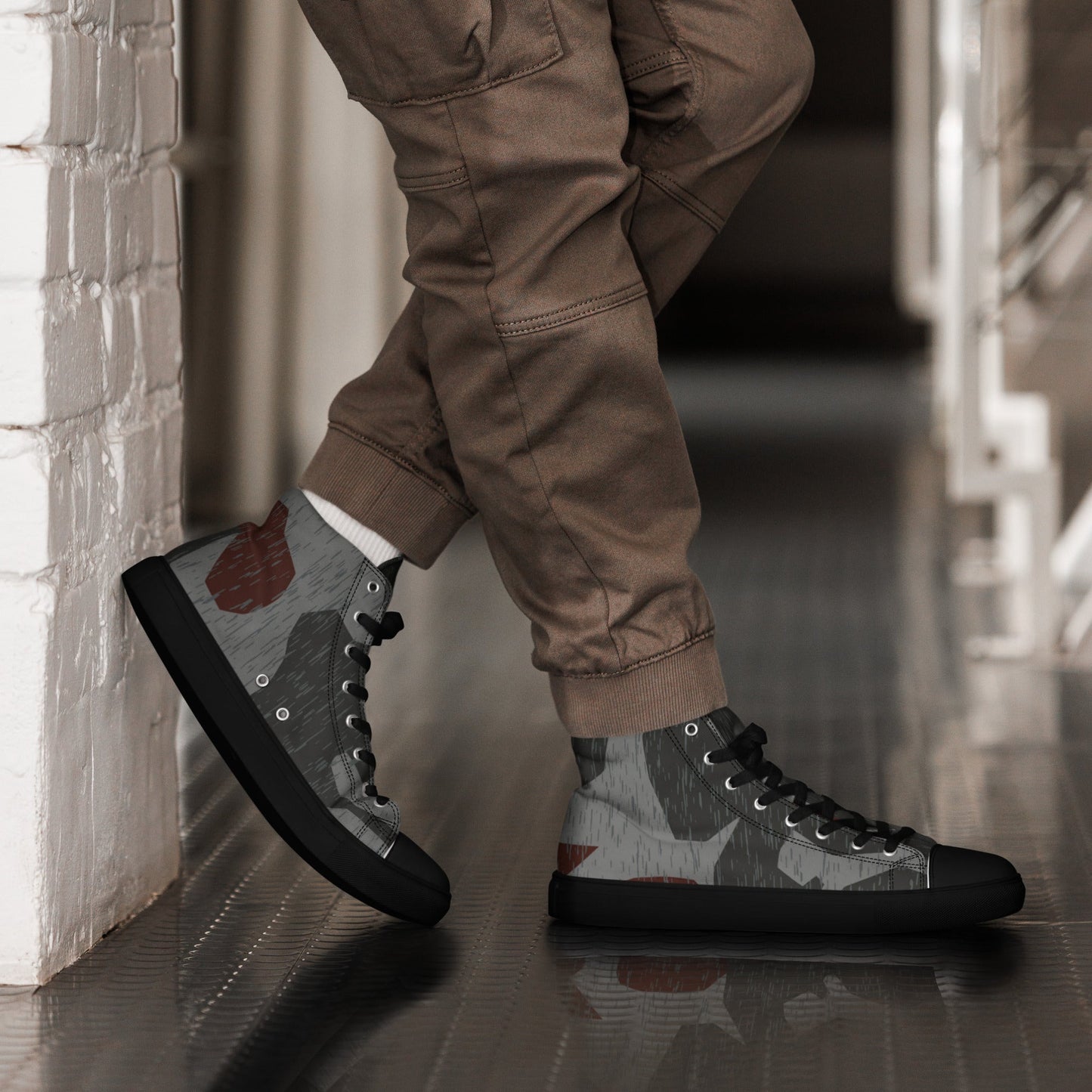 Metal Gear Solid (MGS) Splittermuster Rain Autumn CAMO Mens high top canvas shoes - 5 - High Top Canvas Shoes