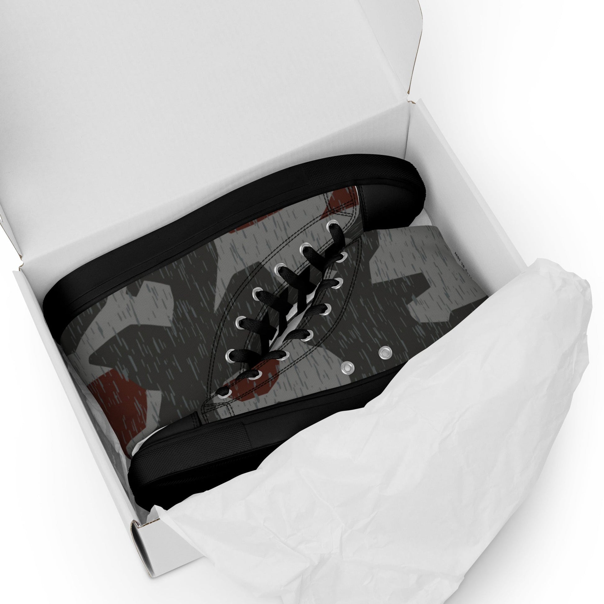 Metal Gear Solid (MGS) Splittermuster Rain Autumn CAMO Mens high top canvas shoes - High Top Canvas Shoes