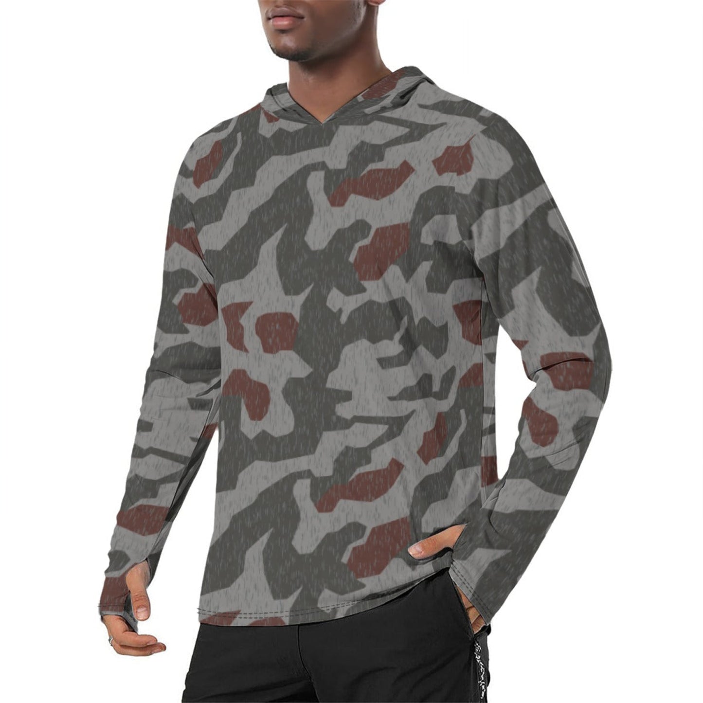 Metal Gear Solid (MGS) Splittermuster Rain Autumn CAMO Mens Sunscreen Sports Hoodie With Thumb Holes