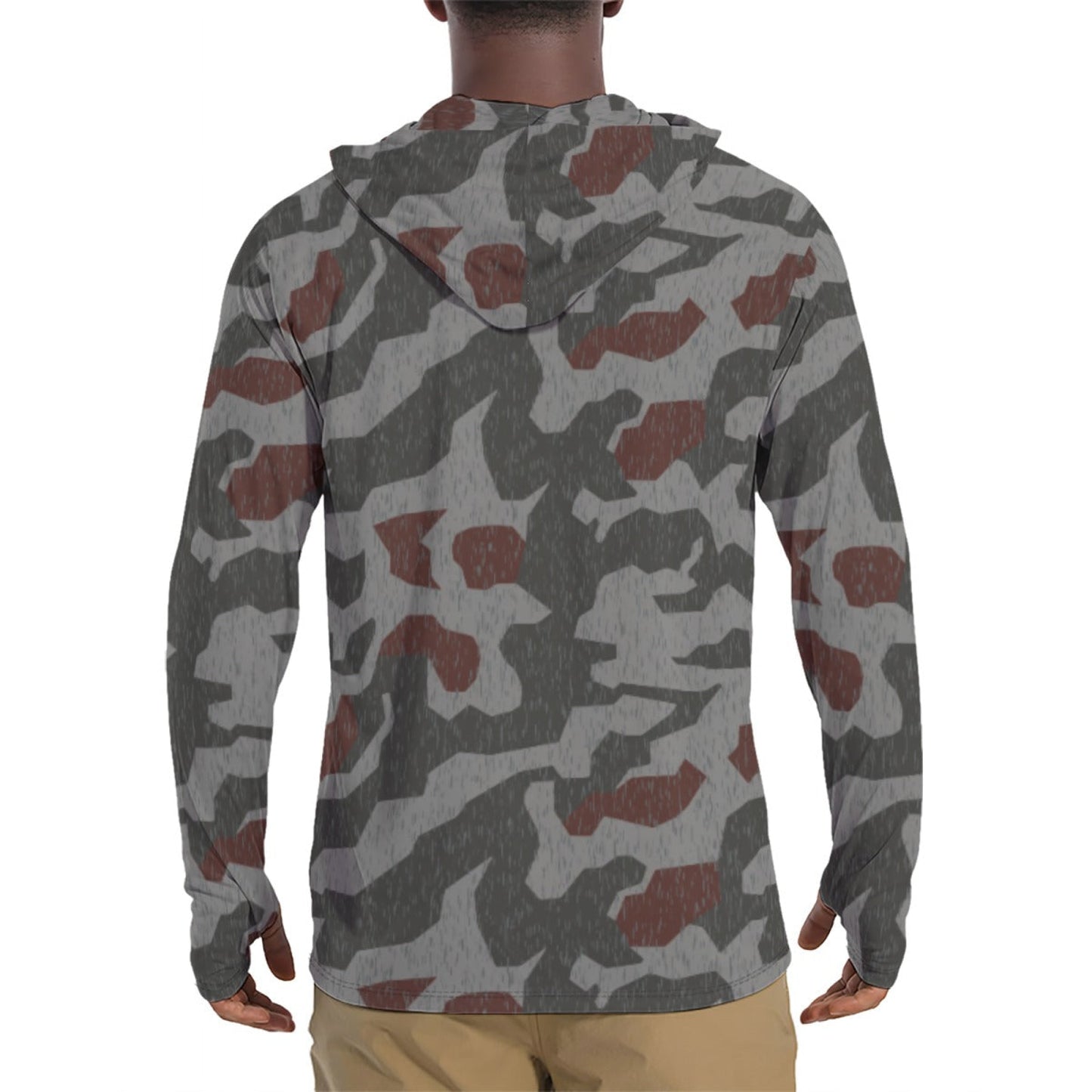 Metal Gear Solid (MGS) Splittermuster Rain Autumn CAMO Mens Sunscreen Sports Hoodie With Thumb Holes - S / White