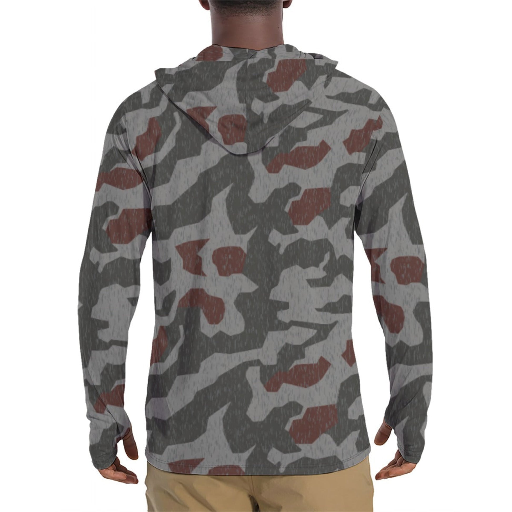 Metal Gear Solid (MGS) Splittermuster Rain Autumn CAMO Mens Sunscreen Sports Hoodie With Thumb Holes - S / White