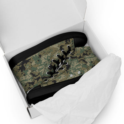 Mexican Army Digital Woodland CAMO Mens high top canvas shoes - High Top Canvas Shoes