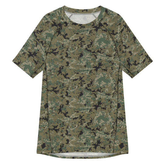 Mexican Army Digital Woodland CAMO Mens Short-Sleeve Rash Guard - 2XS - Short-sleeve Guards