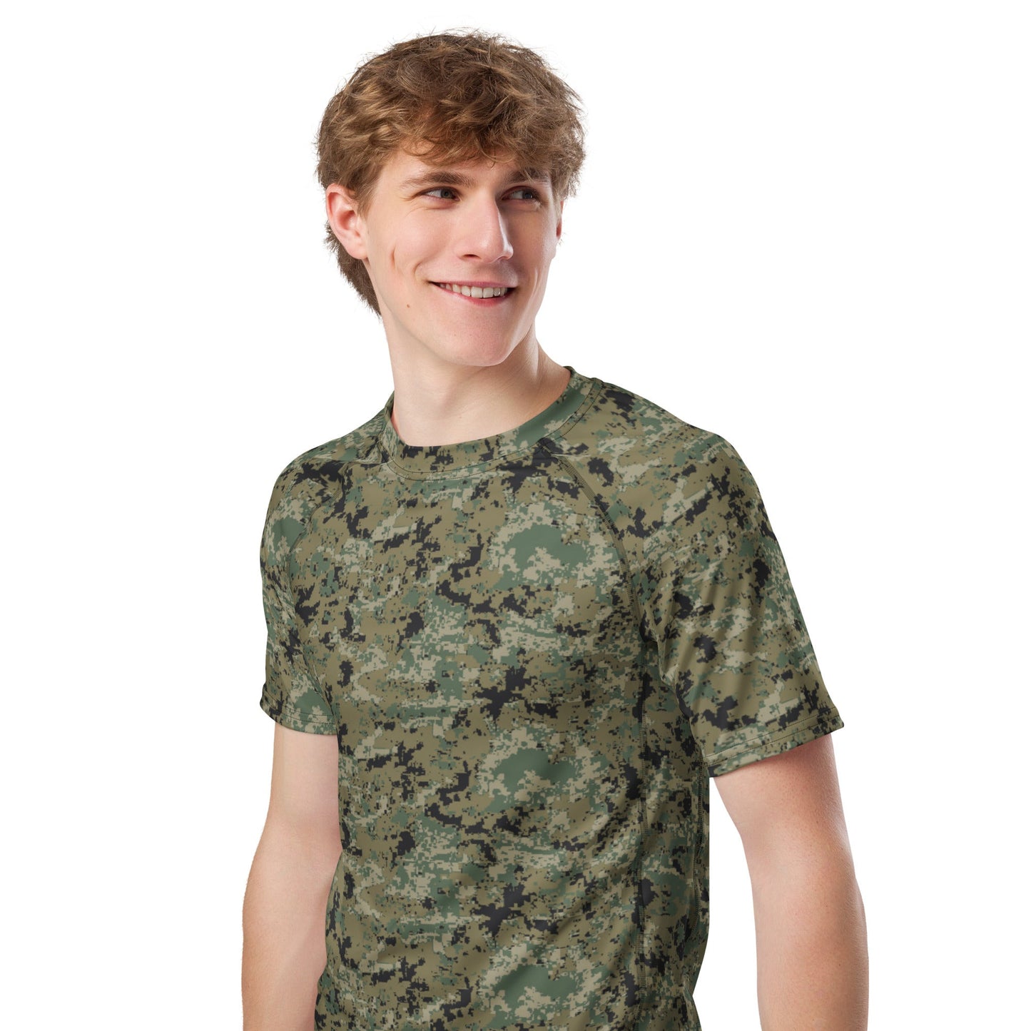 Mexican Army Digital Woodland CAMO Mens Short-Sleeve Rash Guard - Short-sleeve Guards
