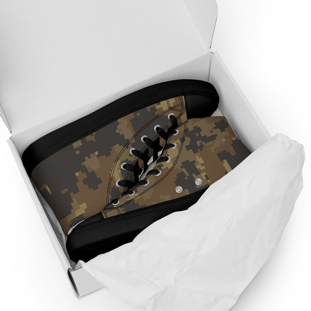 Mexican Naval Infantry Digital Desert CAMO Men’s high top canvas shoes - Mens High Top Canvas Shoes