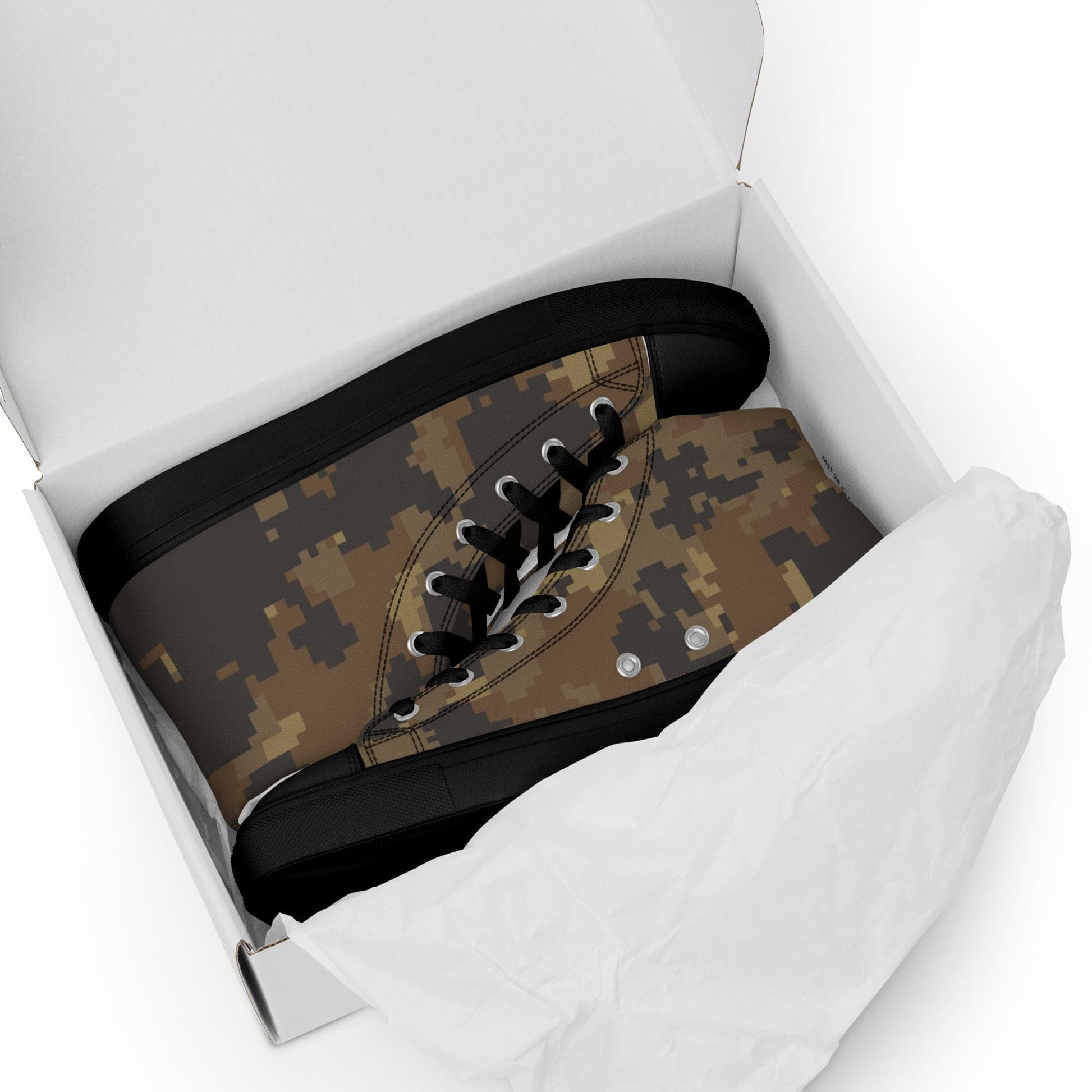 Mexican Naval Infantry Digital Desert CAMO Men’s high top canvas shoes - Mens High Top Canvas Shoes