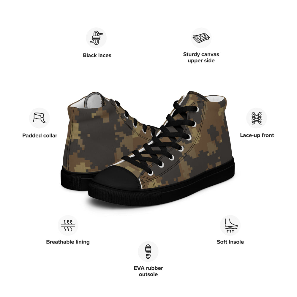 Mexican Naval Infantry Digital Desert CAMO Men’s high top canvas shoes - Mens High Top Canvas Shoes