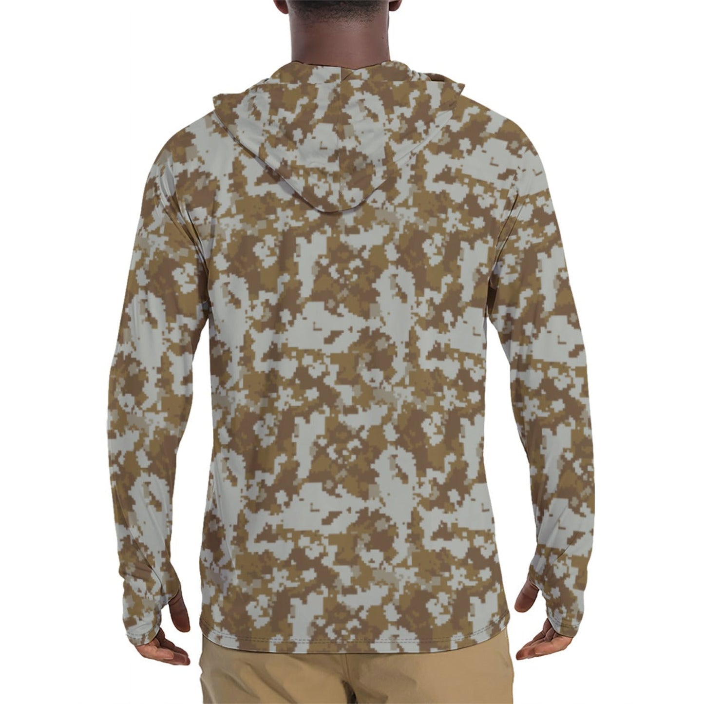 Mexican Naval Infantry Digital Desert CAMO Mens Sunscreen Sports Hoodie With Thumb Holes