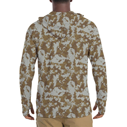 Mexican Naval Infantry Digital Desert CAMO Mens Sunscreen Sports Hoodie With Thumb Holes