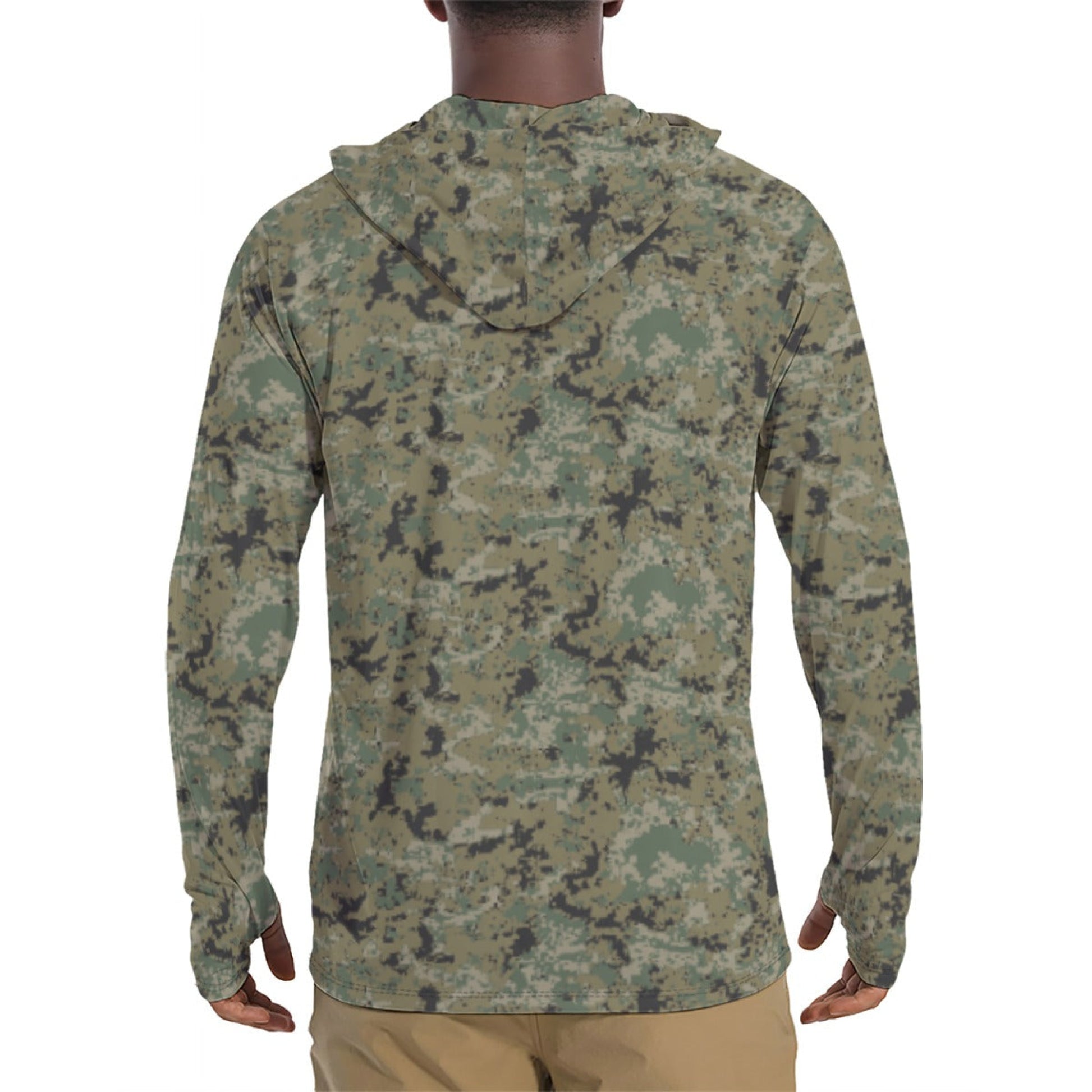 Mexican Naval Infantry Digital Woodland CAMO Mens Sunscreen Sports Hoodie With Thumb Holes