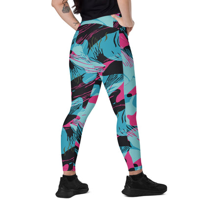 Miami Brushstroke CAMO Leggings with pockets - 2XS - Womens With Pockets