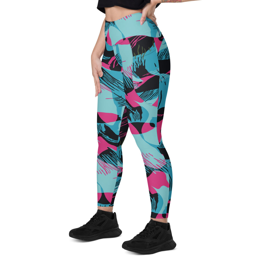 Miami Brushstroke CAMO Leggings with pockets - Womens With Pockets