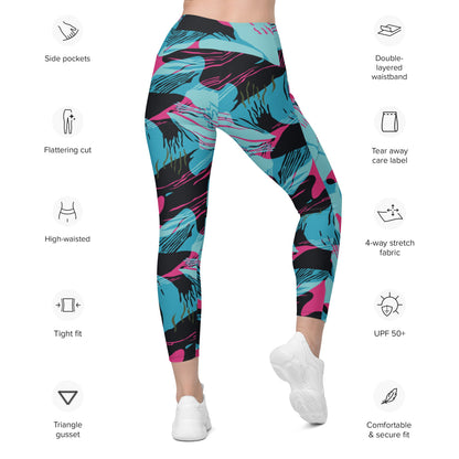 Miami Brushstroke CAMO Leggings with pockets - Womens With Pockets