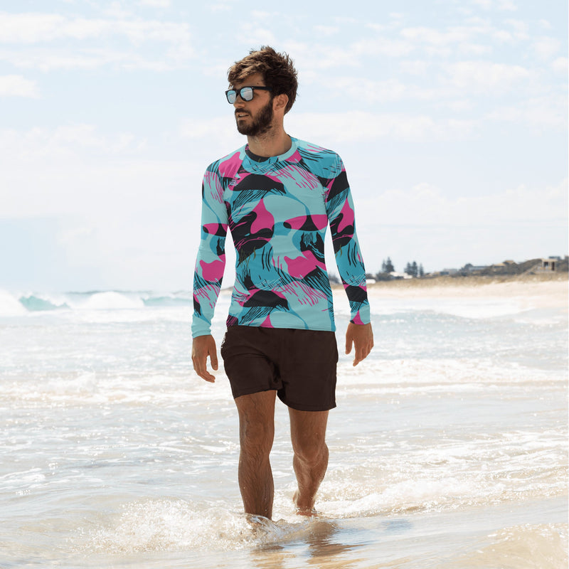 Brushstroke Miami Vice CAMO Mens Long-Sleeve Rash Guard - XS