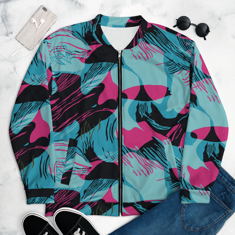 Brushstroke Miami Vice CAMO Unisex Bomber Jacket - XS