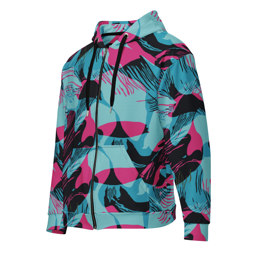 Miami Brushstroke CAMO Unisex zip hoodie - 2XS - Unisex Zip Hoodie