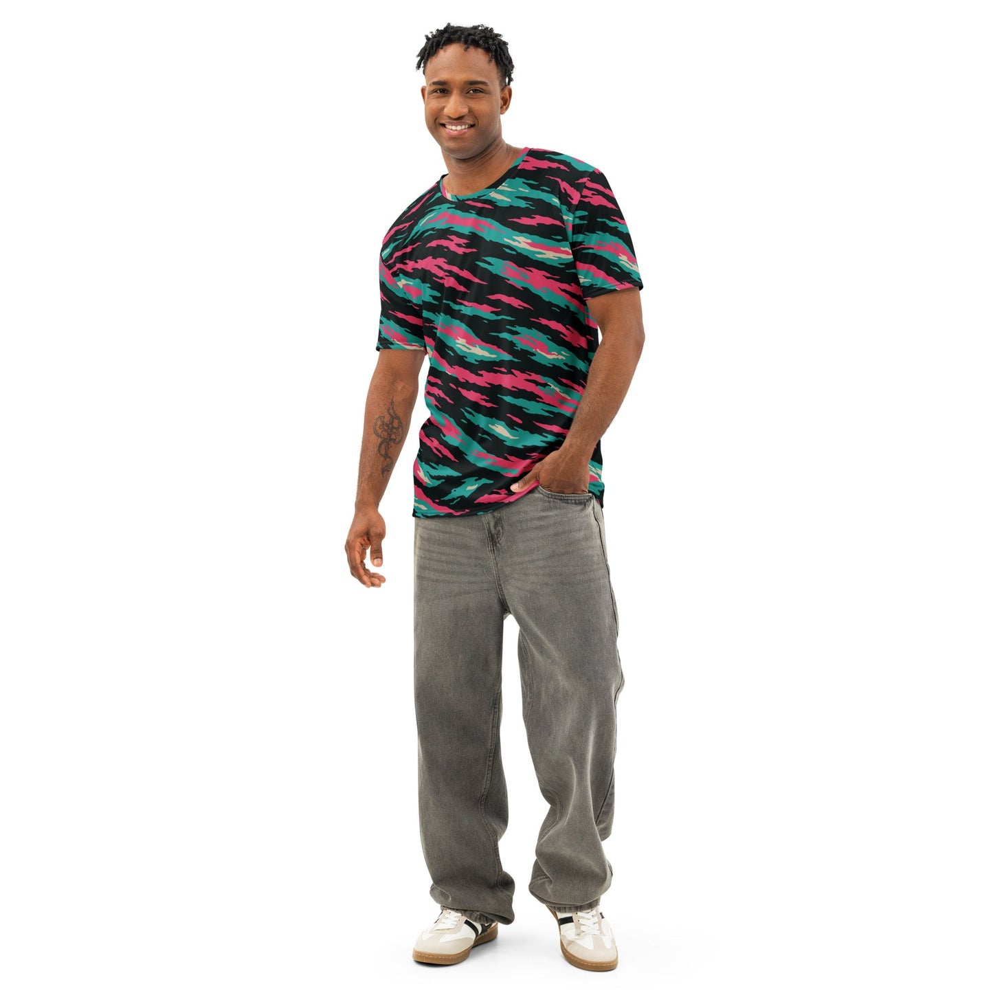 Miami Lizard CAMO Mens cotton crew neck t-shirt - XS - Cotton T-Shirts