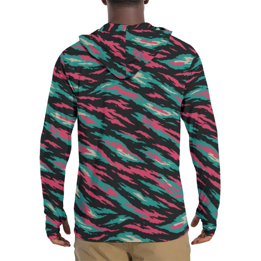 Miami Lizard CAMO Mens Sunscreen Sports Hoodie With Thumb Holes - S / White