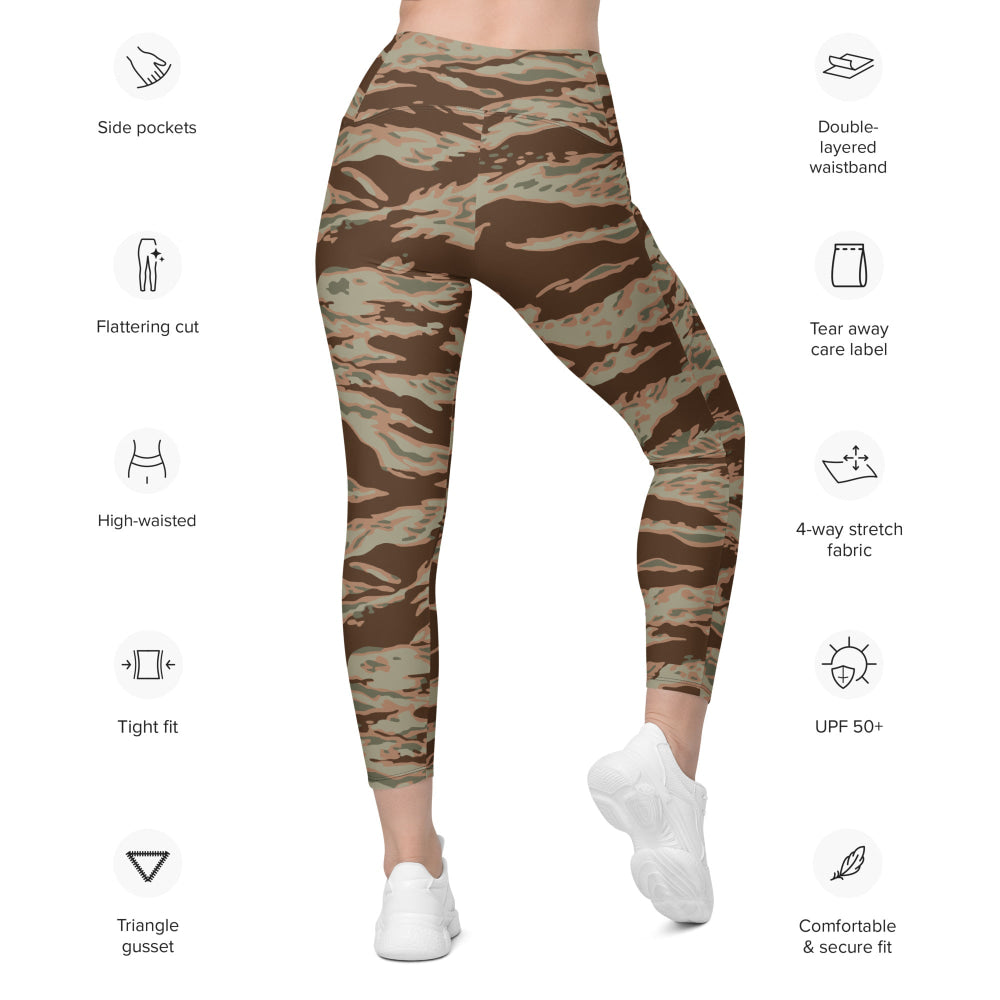 Miami Tiger Stripe Arid CAMO Leggings with pockets - Womens With Pockets