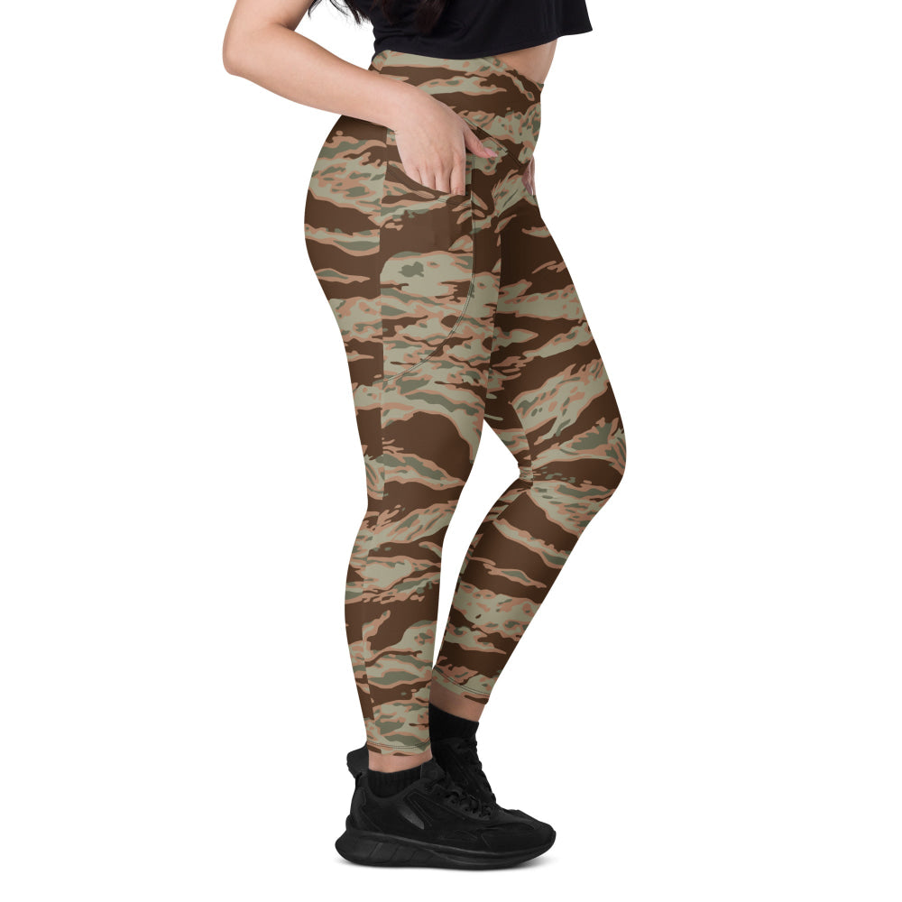 Miami Tiger Stripe Arid CAMO Leggings with pockets - Womens With Pockets