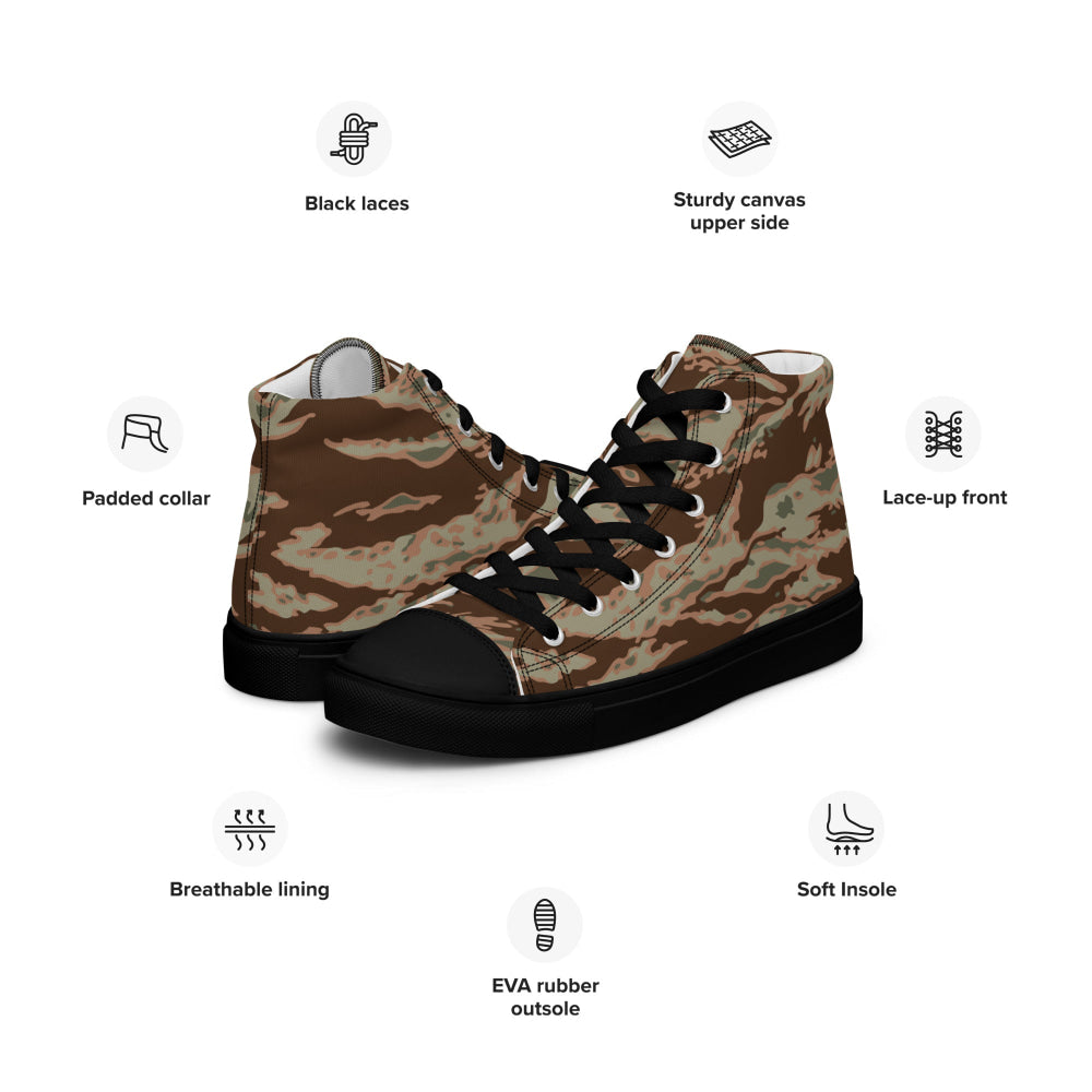 Miami Tiger Stripe Arid CAMO Men’s high top canvas shoes - Mens High Top Canvas Shoes