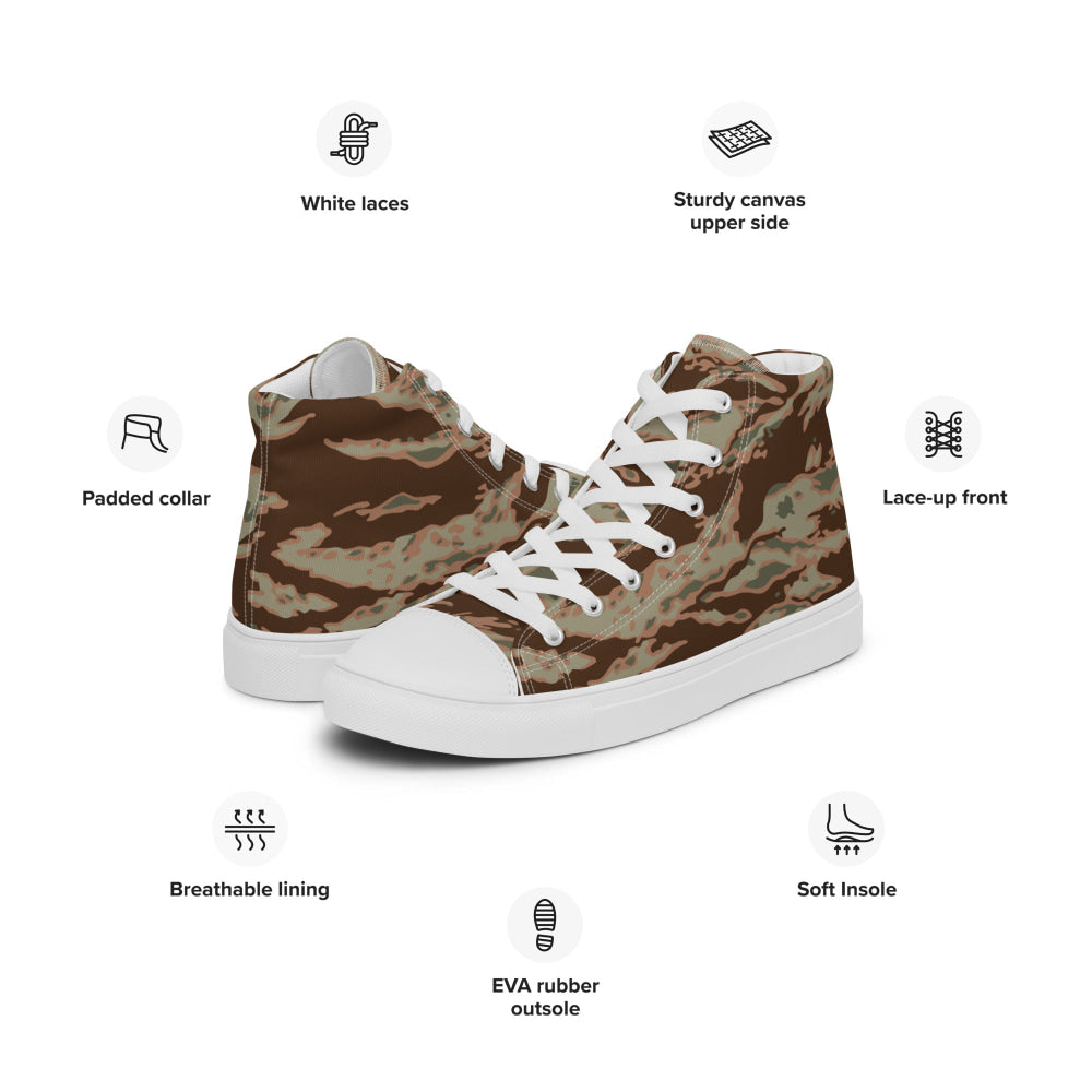 Miami Tiger Stripe Arid CAMO Men’s high top canvas shoes - Mens High Top Canvas Shoes