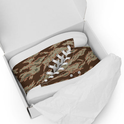 Miami Tiger Stripe Arid CAMO Men’s high top canvas shoes - Mens High Top Canvas Shoes